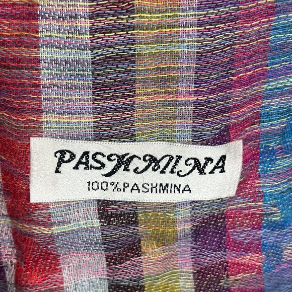 Pre-Owned Colorful 100% Pashmina Scarf with Fringe – Lightweight & Sheer - Picture 3 of 3